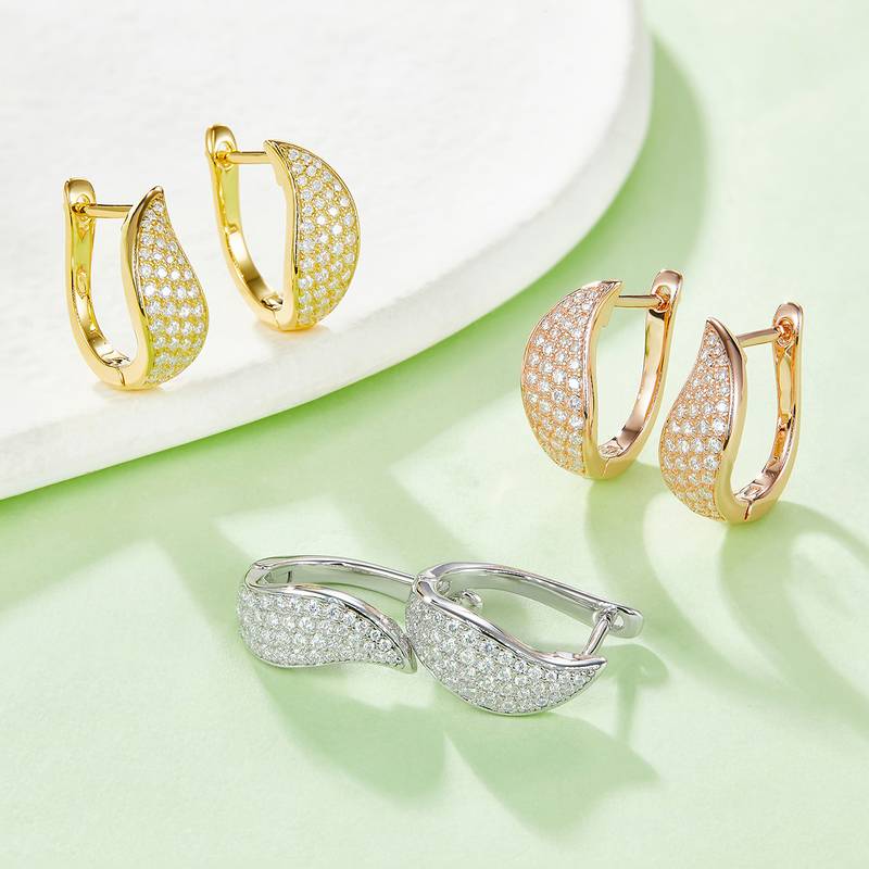 四排对半耳环S925银Moissanite厘石D级0.5ct
